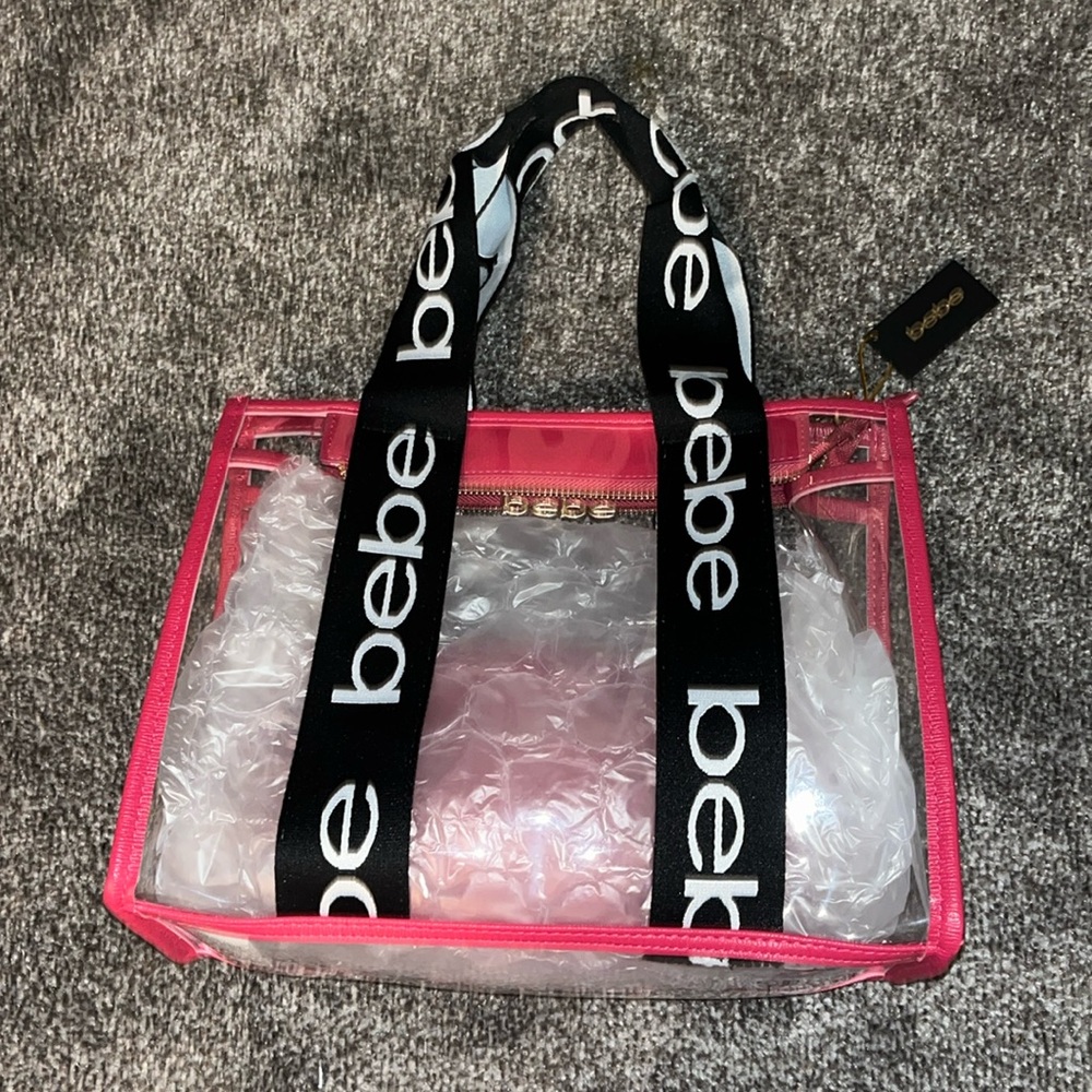 NWT BEBE Hanna clear tote bag